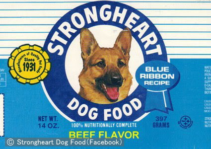 ドッグフードブランド「Strongheart Dog Food」のラベル