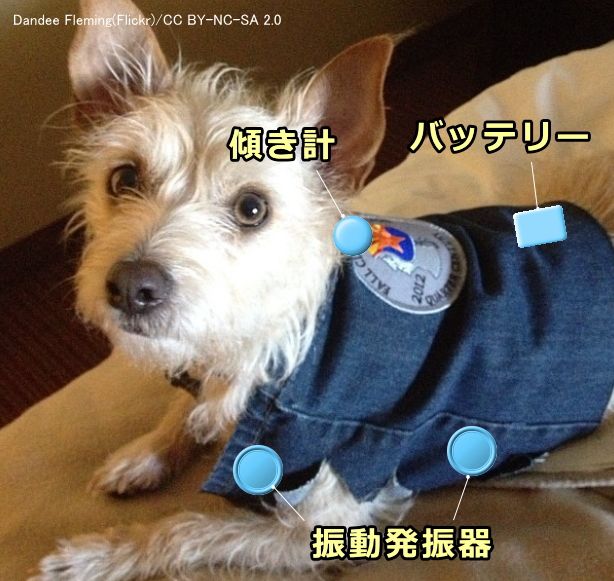 IoT技術を用いた犬向けの分離不安軽減ベストシステム概略図