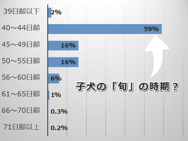 オークション会場における子犬の販売日齢比率