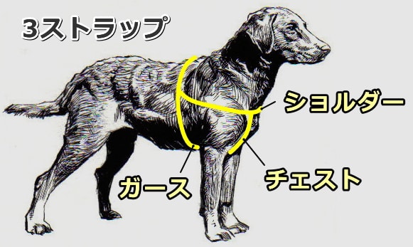 犬用ハーネス～3ストラップ型