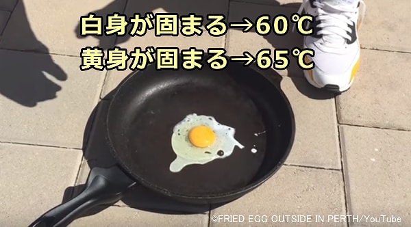 夏の日差しに熱せられた道路上では目玉焼きを作れることも