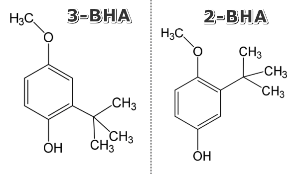 BHA（ブチルヒドロキシアニソール）の分子構造